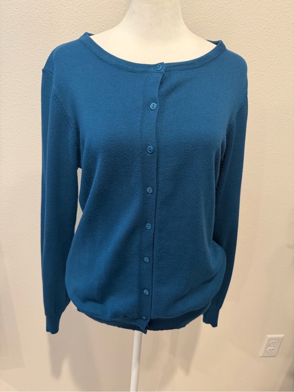 Grace Karin Blue Button-Front Cardigan Sweater. Size L